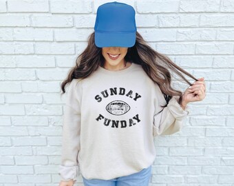 Sunday Funday-sweater, Game Day-sweater, Sunday Football-sweater, voetbalsweater voor dames, voetbalseizoen ronde hals, herfst