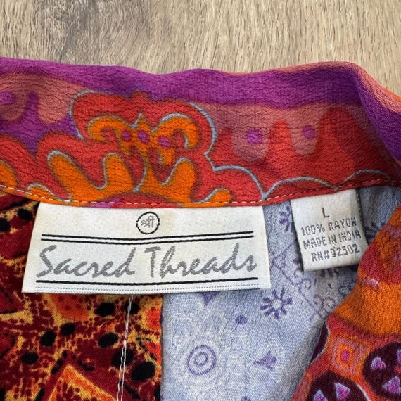 Vintage Sacred Threads Patchwork Boho Hippie Shor… - image 4
