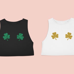 St. Patricks Day Crop Top, St. Patricks Day Tank Top, Glitter Shamrock Tank Top, Lucky Tank, St. Paddy&#39;s Day Tank Top, Drinking Tank Top