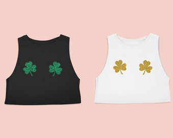 St. Patricks Day Crop Top, St. Patricks Day Tank Top, Glitter Shamrock Tank Top, Lucky Tank, St. Paddy's Day Tank Top, Drinking Tank Top