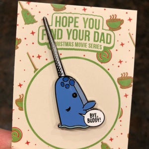 Mr. Narwhal Hard Enamel Pin inspired by the movie Elf Silver Tusk