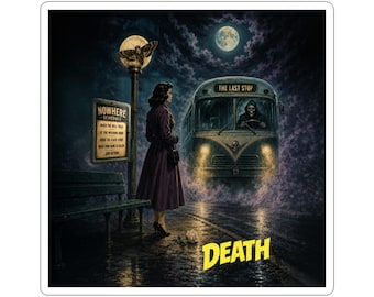 Adesivo Tarocchi della Morte / Adesivo vintage Mostro Horror con taglio a fustella