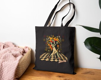 Borsa tote "The Lovers Tarot" / Borsa tote in tela "Frankenstein & Bride Tango", stile horror retrò