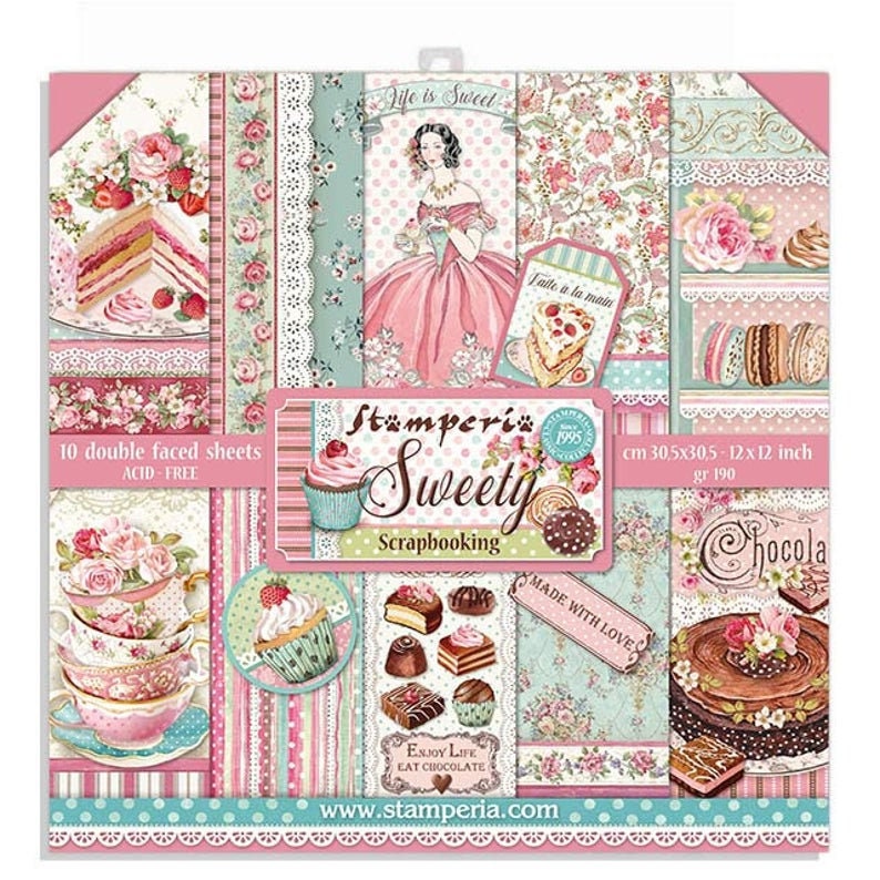 NEW Stamperia Sweety 12x12 Paper Pad Paper Kit Paper image 0