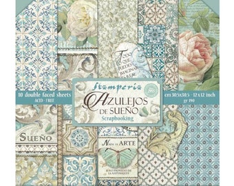 Stamperia Azulejos De Sueno 12x12 Paper Pad, Scrapbooking Paper, Paper Collection, Paper Kit,