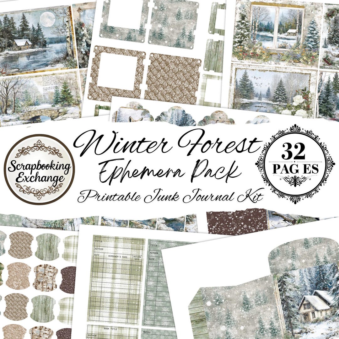 Winter Forest Digital Junk Journal Kit – 32 Pages of Cut-and-create ...