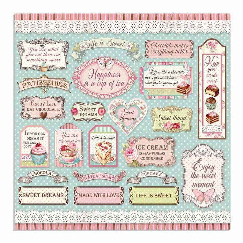 NEW Stamperia Sweety 12x12 Paper Pad Paper Kit Paper image 5