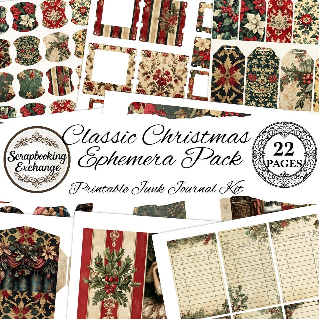Classic Christmas Junk Journal Kit | Vintage Holiday Ephemera ...