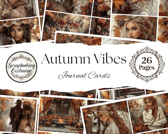 Autumn Vibes – Printable Journal Cards | 26 Pages | Digital Junk Journal Ephemera