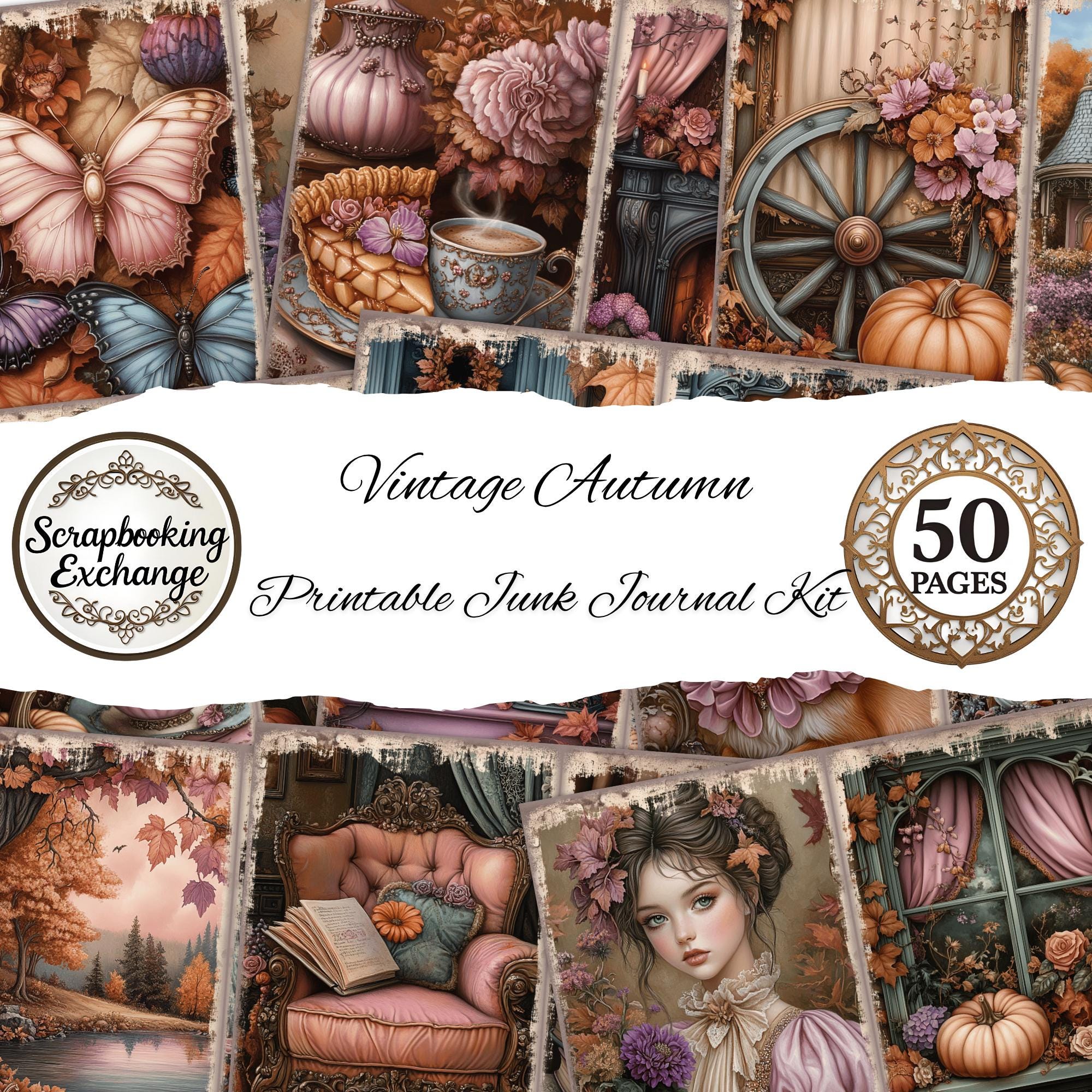 Vintage Autumn Junk Journal Printable Kit | 50-page Digital Download ...
