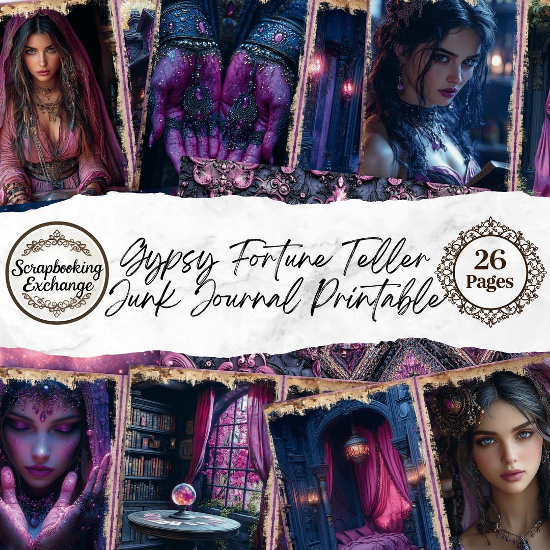 Gypsy Fortune Teller Digital Junk Journal Kit 1 | Printable Mystical ...