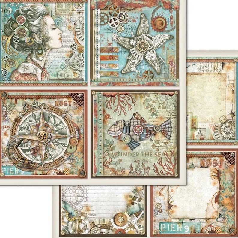 NEW Stamperia Sea World 12 x 12 /" Paper Pad Mechanical Seaworld