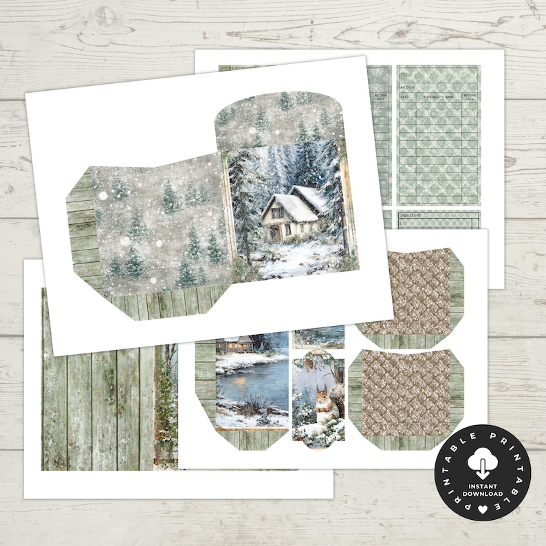 Winter Forest Digital Junk Journal Kit – 32 Pages of Cut-and-create ...