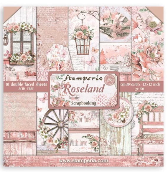 Stamperia Roseland 12x12 Paper Pad, Stamperia Rose Land Collection, Winter  Scrapbook Paper, Christmas Cardstock, Double Sided Cardstock 