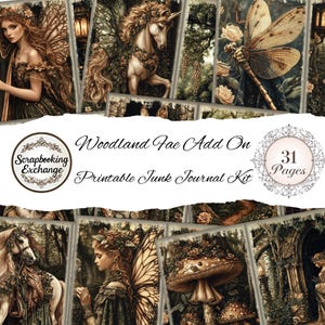 Woodland Fae Add On Junk Journal Printable | 39 Page Digital Kit | Fairy Ephemera, Forest Writing Pages, Junk Journal Kit, Scrapbooking