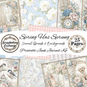 Våren har sprungit skräpjournalkit | 25 utskrivbara sidor | Vårblommor, Cottagecore-journaluppslag och bakgrunder | Digital nedladdning