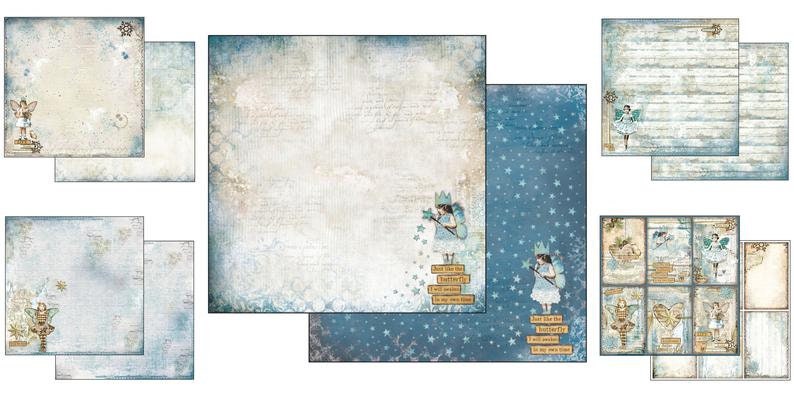 10 Sheets Stamperia Blue Stars 12x12 Scrapbook Ppaper Double Sided Paper Pad