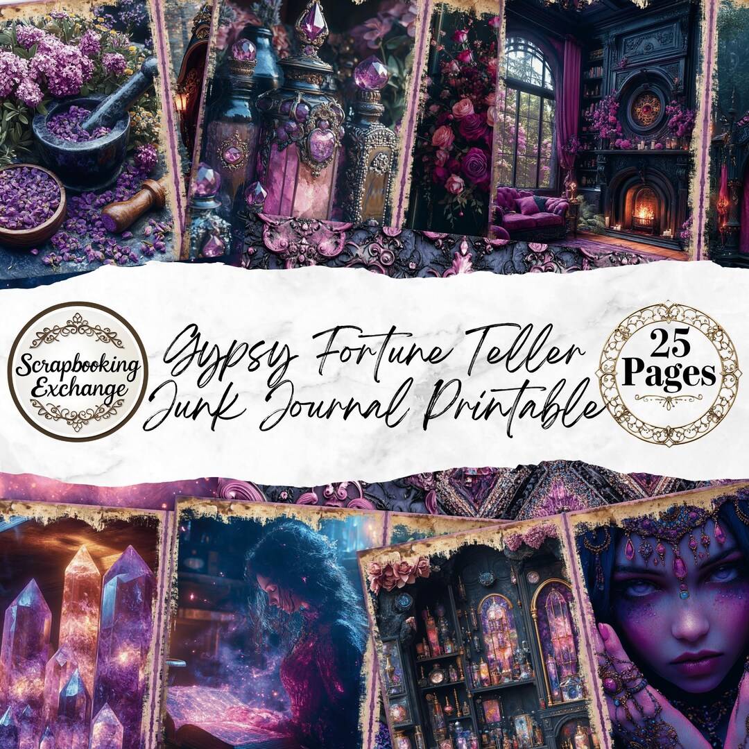 Gypsy Fortune Teller Digital Junk Journal Kit 2 | Printable Mystical ...