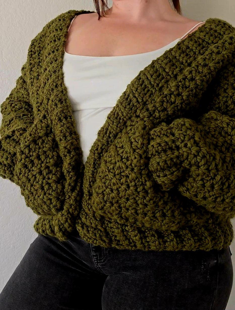 トップス FRONT WAVE CROCHET LIKE KNIT CARDIGAN CROCHET CARDIGAN PATTERN - the Fern Cardigan - Slightly
