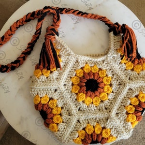 CROCHET BAG PATTERN Sunflowers & Daisies Crochet Bag Sunflowers Daisies ...