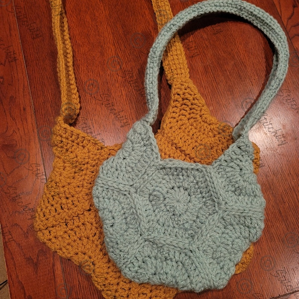 CROCHET BAG PATTERN - The Hexagon Bag - Over the Shoulder Crossbody Handle Tote Purse