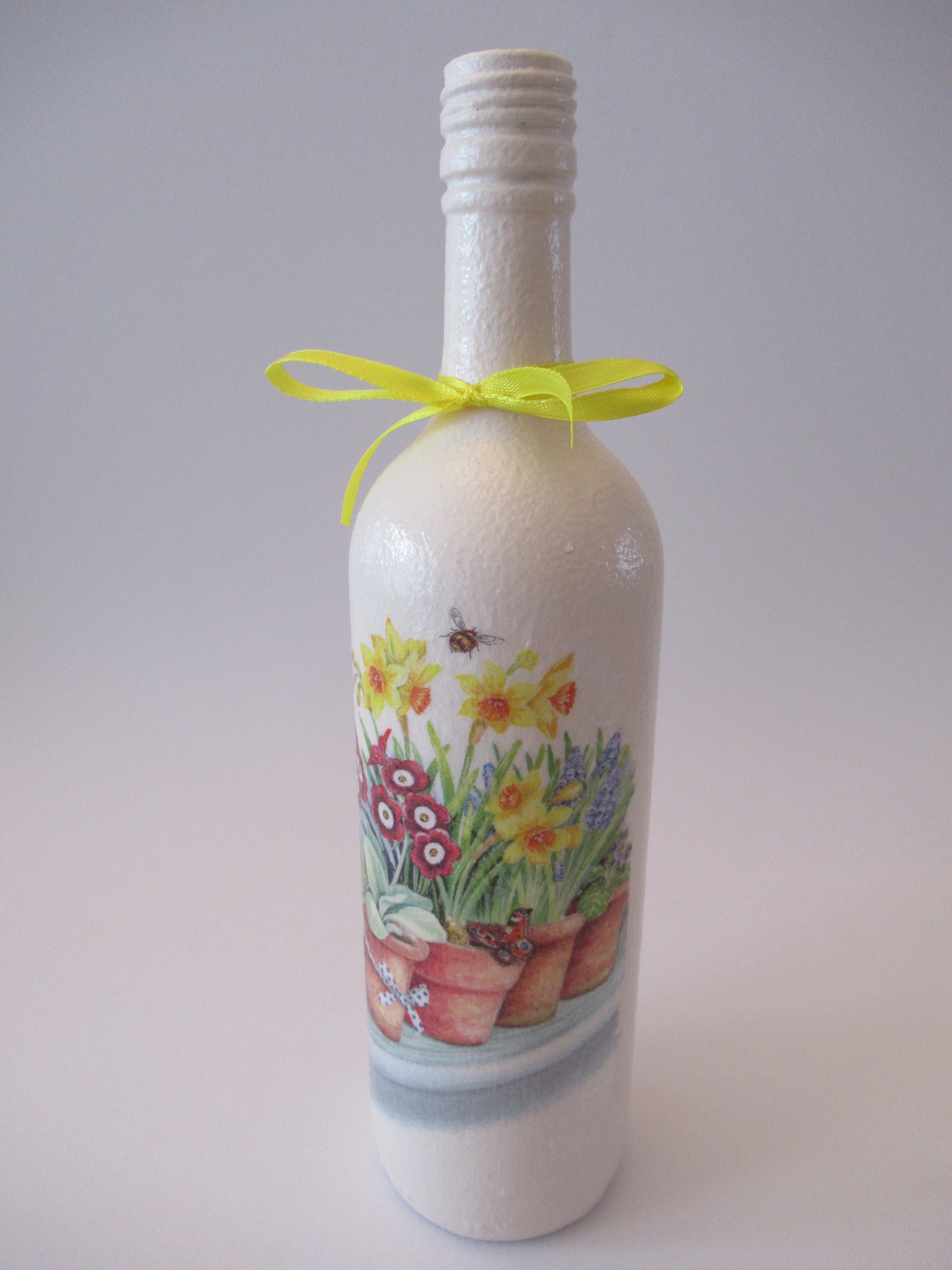Decorated Decoupage Wine Bottle With an Easter/spring Theme ET04 Etsy