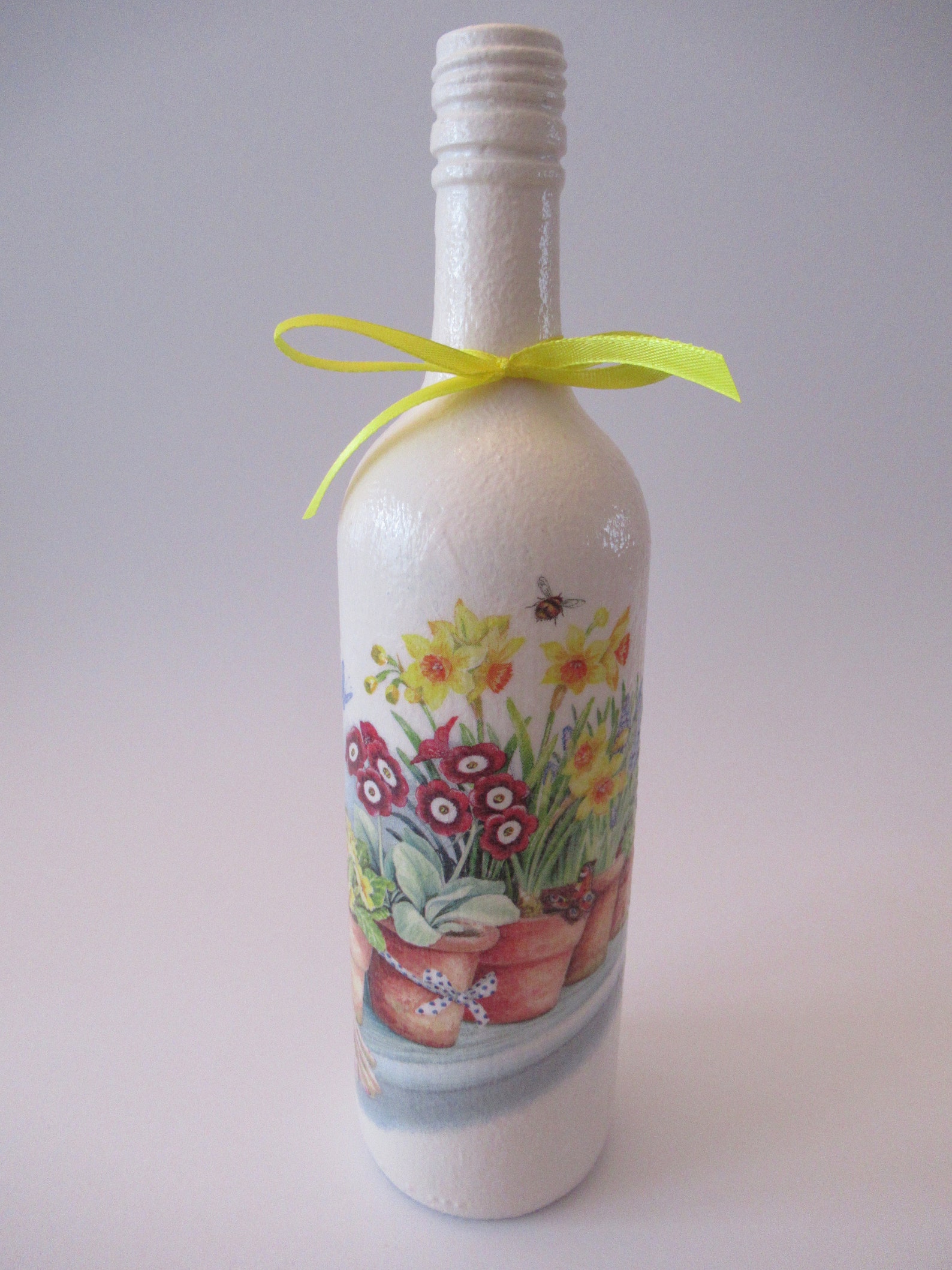 Decorated Decoupage Wine Bottle With an Easter/spring Theme ET04 Etsy