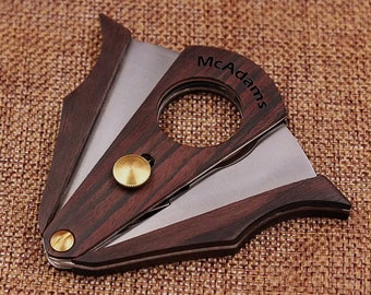 Personalized Engraved Wood Cigar Cutter for Groomsmen Gifts - Perfect for Weddings, Bachelor Parties, or Any Occasion