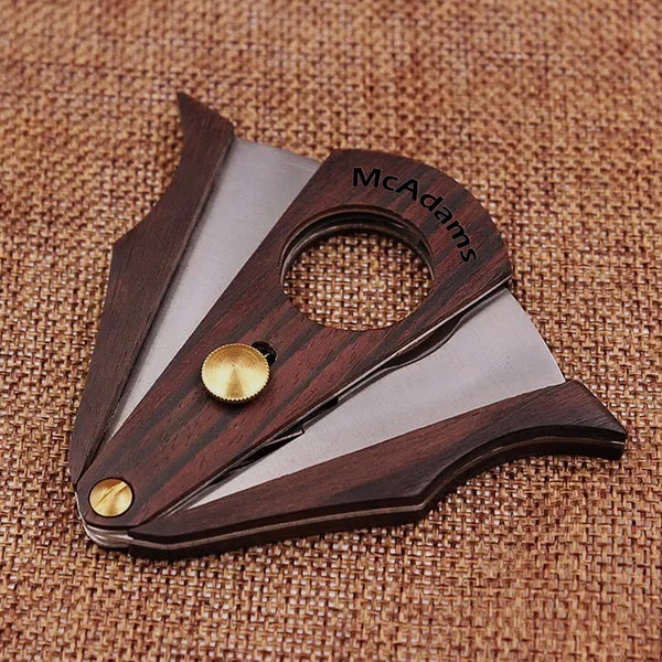 Personalized Engraved Wood Cigar Cutter for Groomsmen Gifts - Perfect for Weddings, Bachelor Parties, or Any Occasion