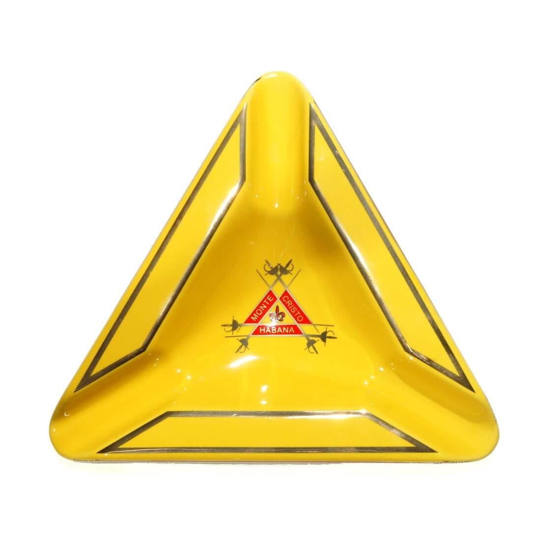 Stunning Balck/yellow Triangle Montecristo Cigar Ashtray - 3 Cigar