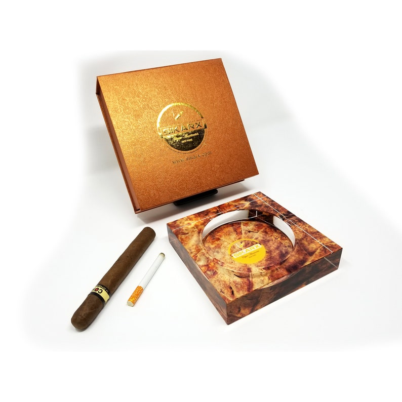 Square Crystal Cigar Ashtray With 4 Slots & Gift Box (7.1" X 1.46" X 7.1") - View #7