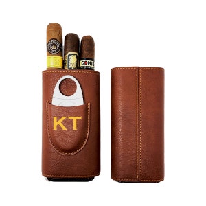 Personalized Cigar Case, Cigar Holder with Cutter, Groomsmen Cigar Case, Gift for Him, Groomsmen Gifts, Cigar Travel Case, Gift for Husband