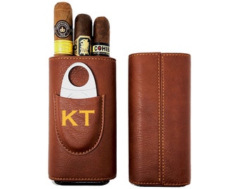 Personalized Cigar Case, Cigar Holder with Cutter, Groomsmen Cigar Case, Gift for Him, Groomsmen Gifts, Cigar Travel Case, Gift for Husband