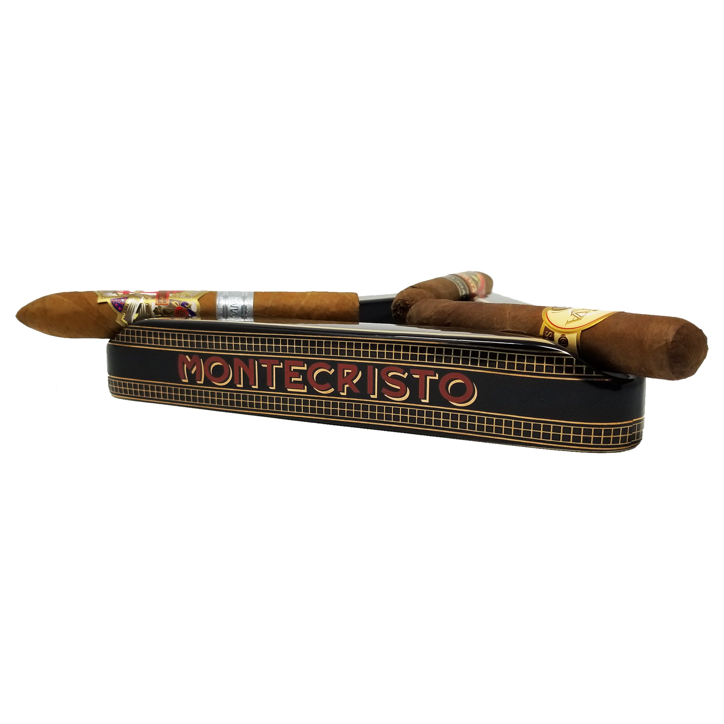 Stunning Balck/yellow Triangle Montecristo Cigar Ashtray - 3 Cigar