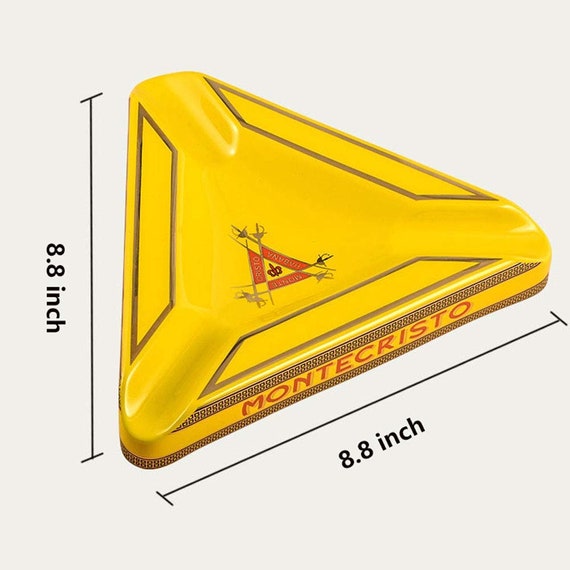 Stunning Balck/yellow Triangle Montecristo Cigar Ashtray - 3 Cigar