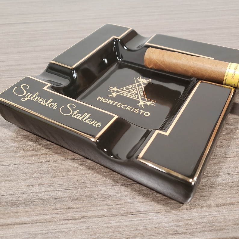 Cigar Ashtray Personalized with Gold & Black Ceramic Gifts Etsy