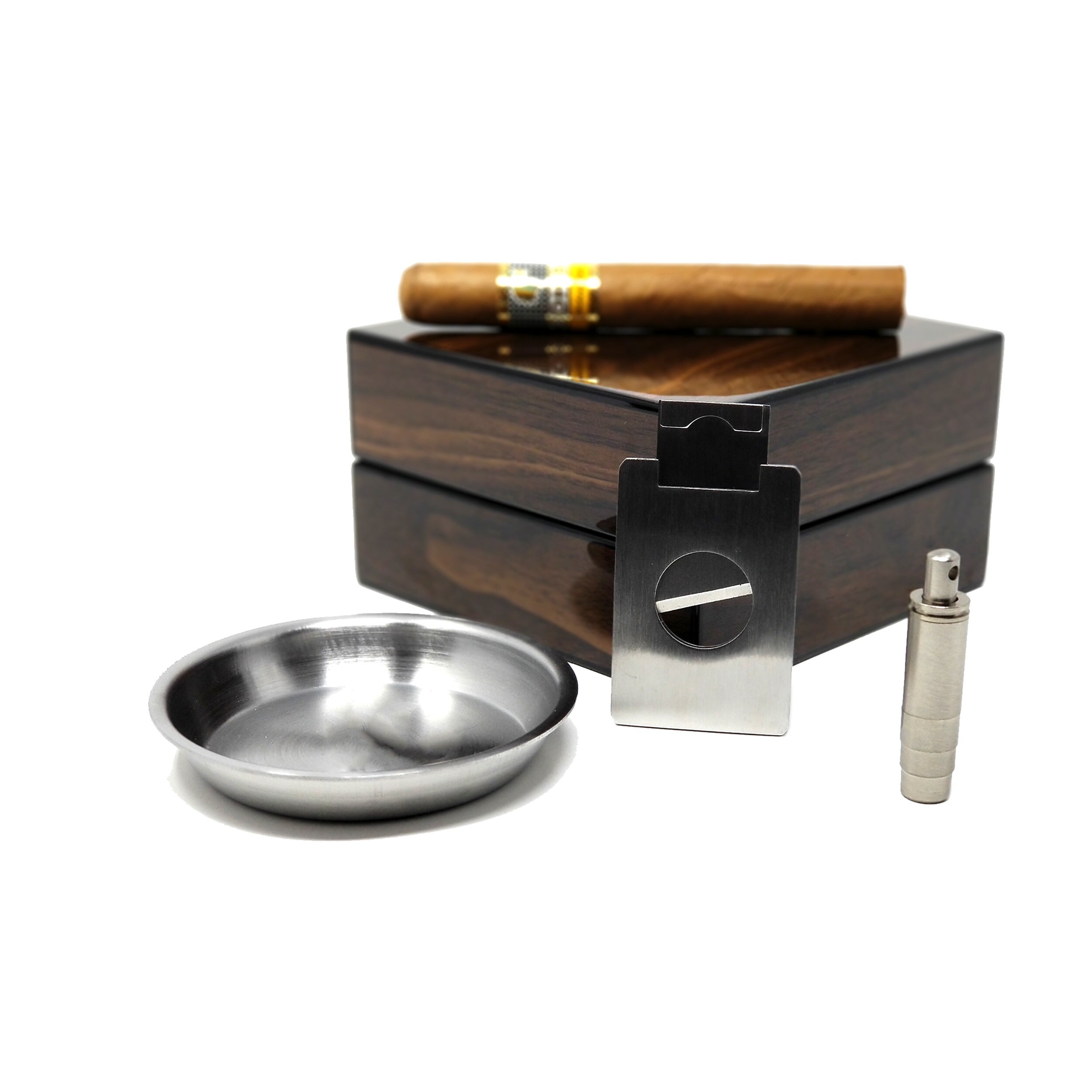 Personalized Cigar Ashtray Cigar Gift Set The Compact Walnut Etsy