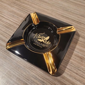 Personalized Cigar Ashtray | That's what I do I smoke cigars | Gold & Brown/Black Large Cigars Ceramic Ashtray Outdoor Use 4 Cigar rests