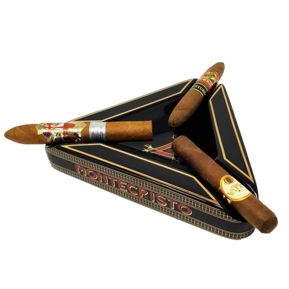 Stunning Balck/yellow Triangle Montecristo Cigar Ashtray - 3 Cigar