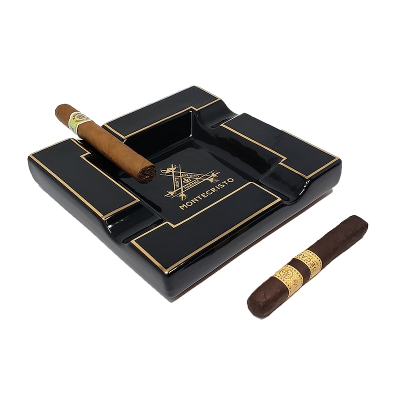 Cigar Ashtray Personalized with Gold & Black Ceramic Gifts Etsy