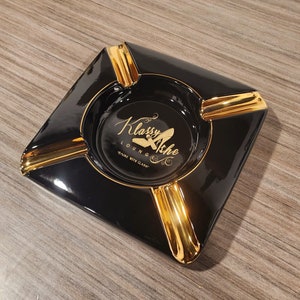 Cigar Ashtray Gold & Black 4 Cigar Rest