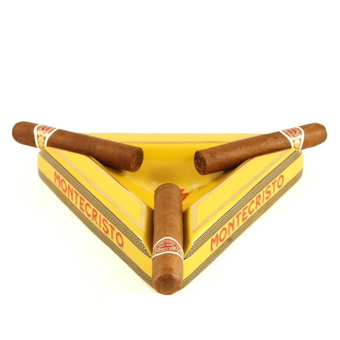 Stunning Balck/yellow Triangle Montecristo Cigar Ashtray - 3 Cigar