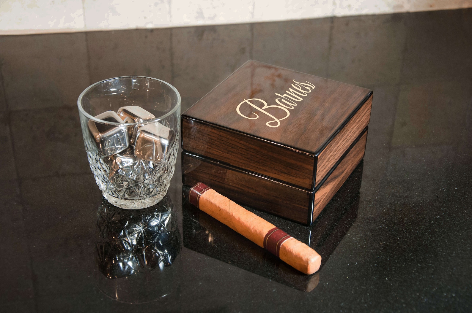 Personalized Cigar Ashtray Cigar Gift Set The Compact Walnut Etsy