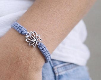 Macrame Lotus Bracelet, Adjustable Boho Yoga Jewelry, Spiritual Gift