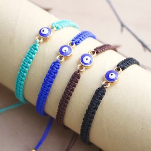 Adjustable Evil Eye Macrame Bracelet – Protection and Lucky Charm for Him and Her in Multiple Colors
