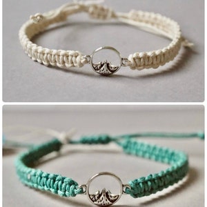 Adventure Mountain Bracelet – Adjustable Macrame Friendship Bracelet – Boho Charm Jewelry – Gift for Him or Her
