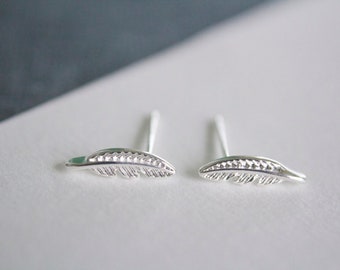 Tiny Leaf Sterling Silver Earrings – Minimalist Leaf Studs for Sensitive Ears