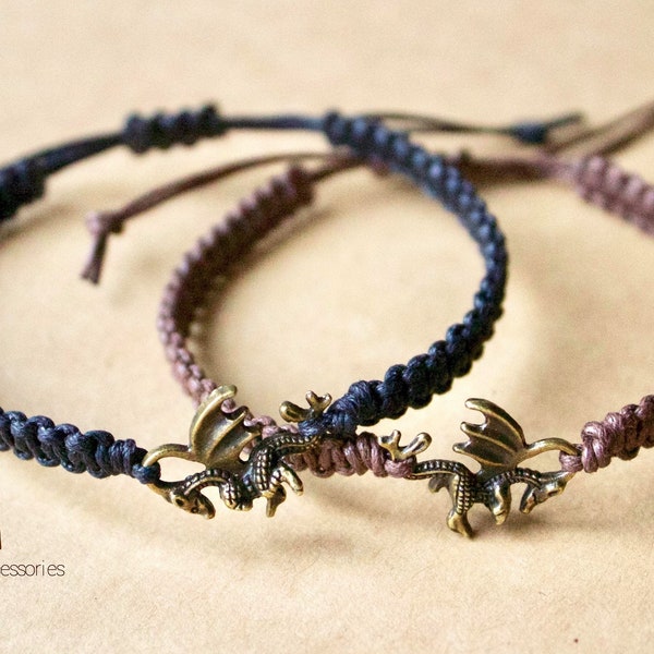 Dragon Bracelet, Men Bracelet with dragon charm, Friendship Bracelet, Dragon Charm Bracelet, Adjustable Bracelet, Macrame Bracelet