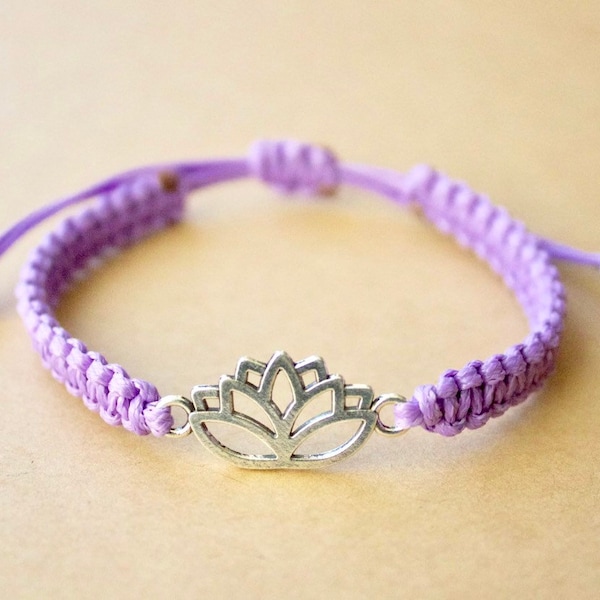 Lotus Friendship Bracelet, Yoga bracelet, charm bracelet, Cute friendship Bracelet, Charm Bracelet, Macrame Bracelet, gift for her, handmade