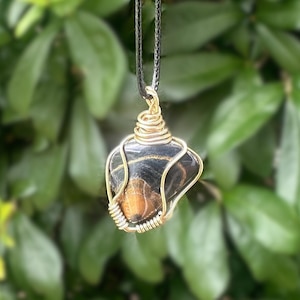 Natural Blue Tiger’s Eye Pendant, Handmade Gemstone Necklace, Statement Jewelry, Unique Gift Idea